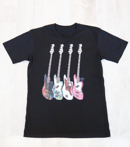 T-Shirt Only with artwork of Mark Hoppus’ Fender American Standard Jaguar Basses