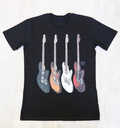 T-Shirt Only with artwork of Nick Martin’s Ernie Ball Music Man StingRay Guitars