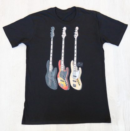 T-Shirt Only with artwork of Oshie Bichar Fender American Elite Jazz Basses